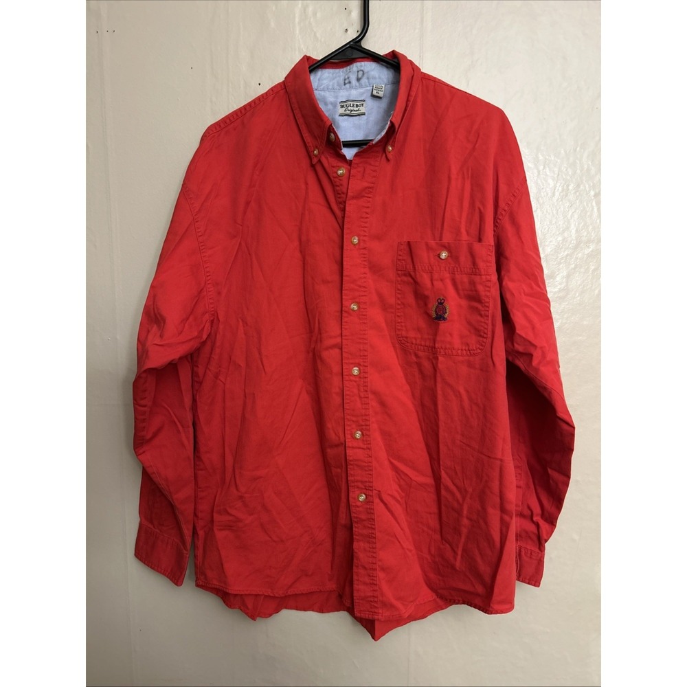 Vintage Bugle Boy‎ Red Button Front Dress Shirt